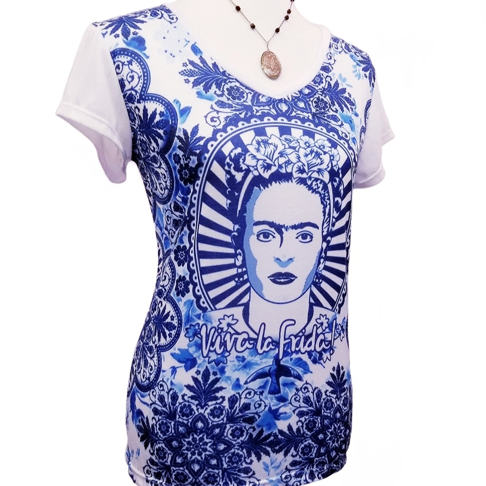 Official Viva La Frida Cobalt Blue Portrait Tee